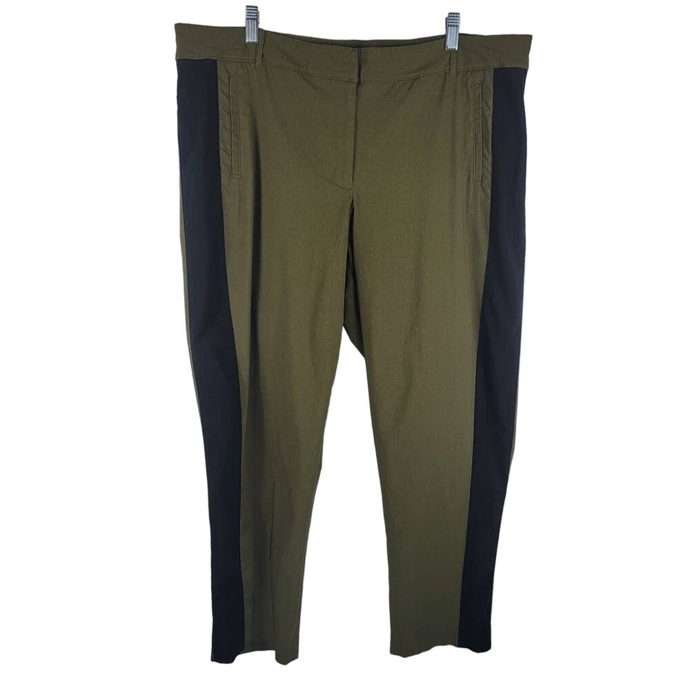 Lane Bryant Women's Pants Green Black Strip Down Sides 24
